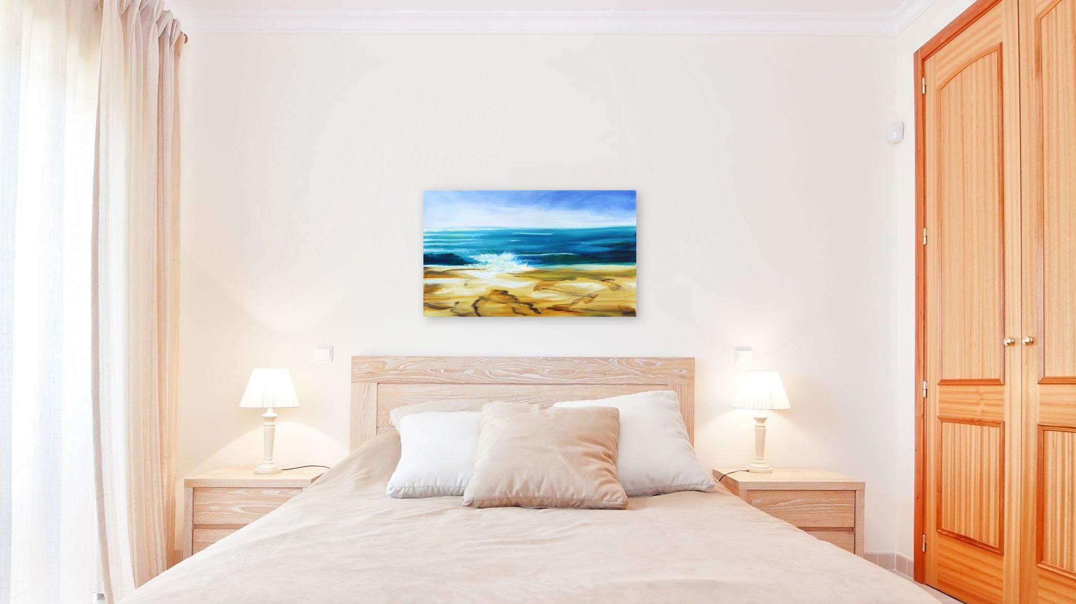 Reflejo III - Paisaje original Océano Paisaje marino Azul Cielo marino Arte de playa - Painting de Bettina Mauel