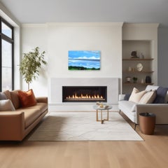 Cielo VIII - Paesaggio astratto blu dipinto a olio su tela