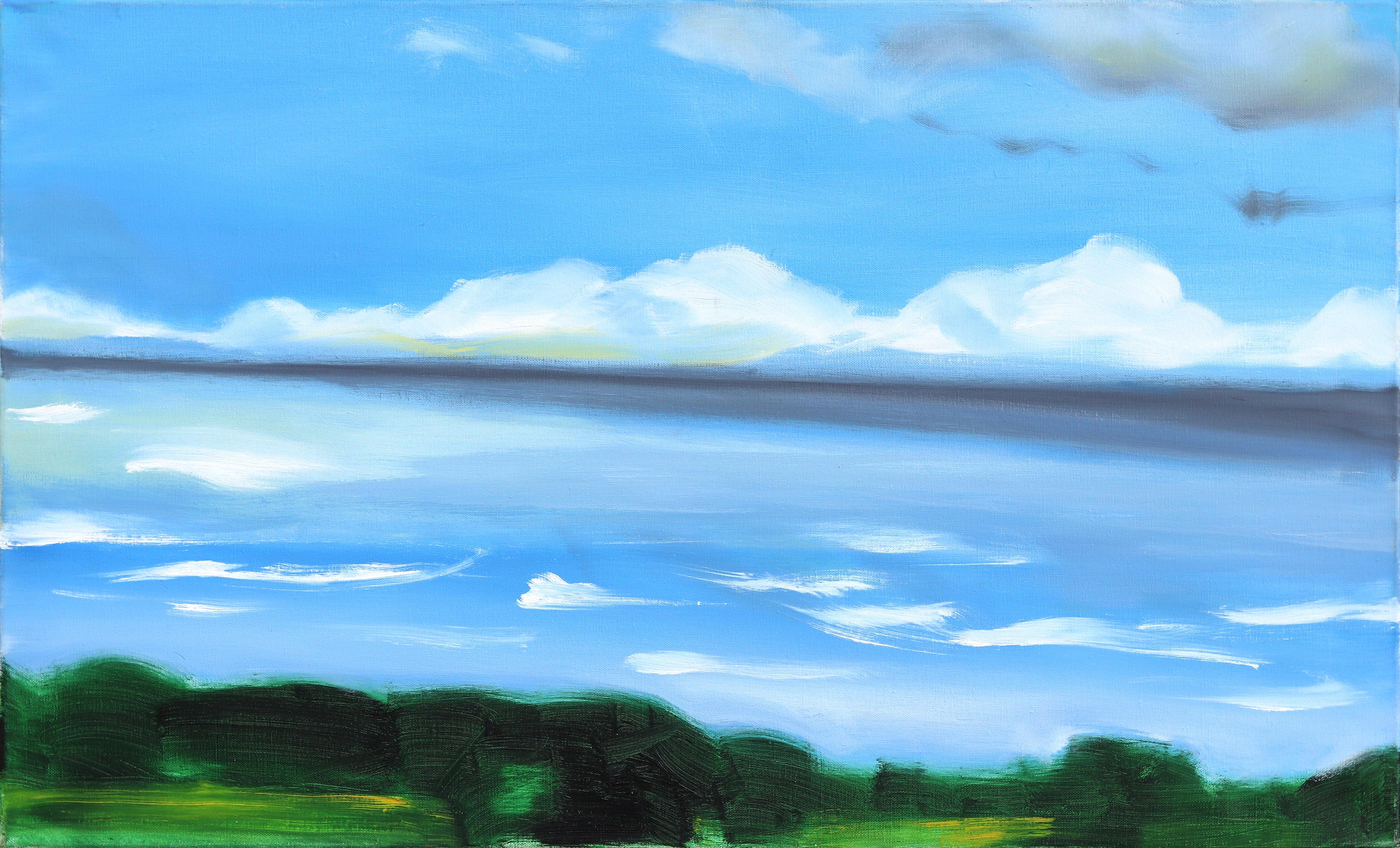 Sky VIII – Blaue abstrakte Landschaft, Ölgemälde auf Leinwand