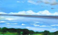 Sky VIII - Blue Abstract Landscape Oil Painting on Canvas