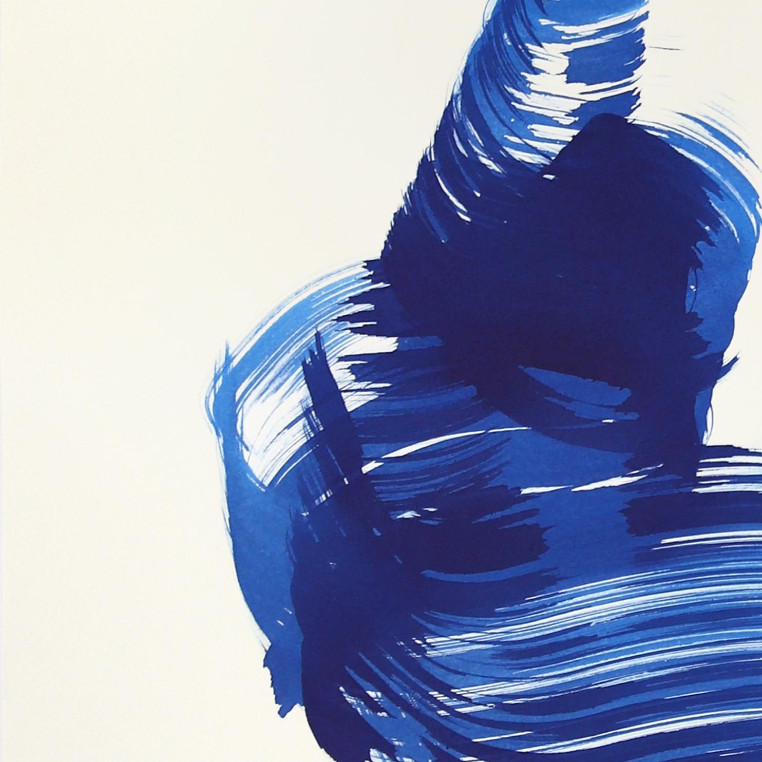 El vestido azul 16 - Pintura figurativa minimalista a tinta original sobre papel - Painting de Bettina Mauel