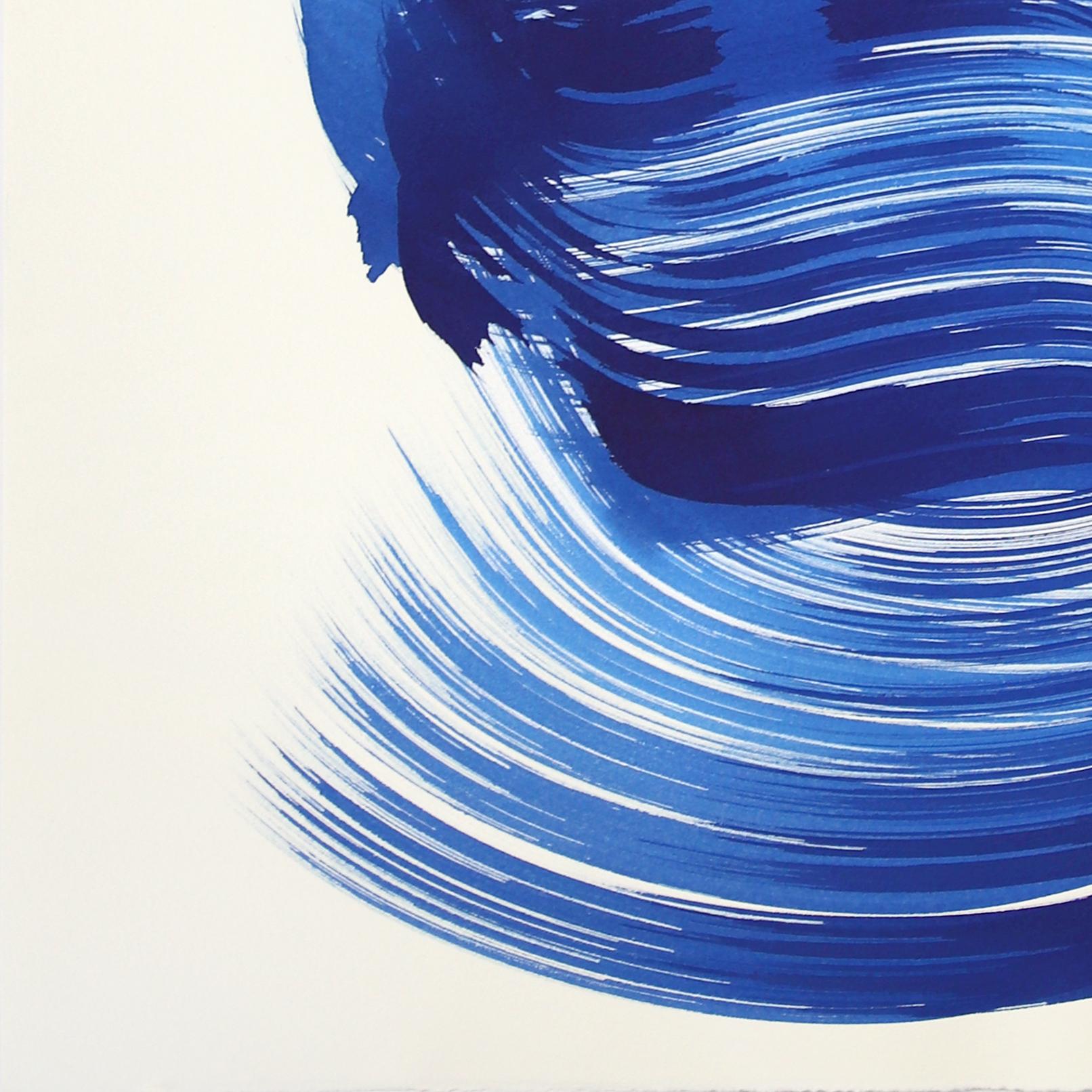 El vestido azul 16 - Pintura figurativa minimalista a tinta original sobre papel - Painting Abstracto de Bettina Mauel