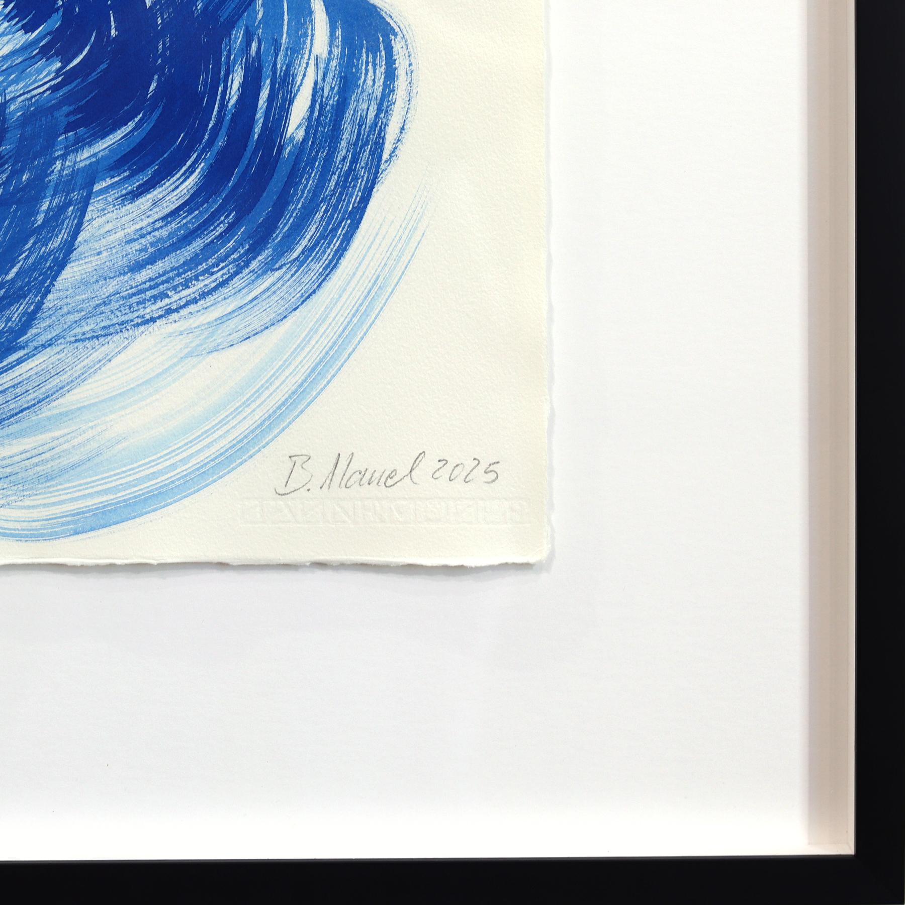 The Blue Dress 22 - Abstract Framed Minimalist Figurative Ink Painting on Paper im Angebot 5