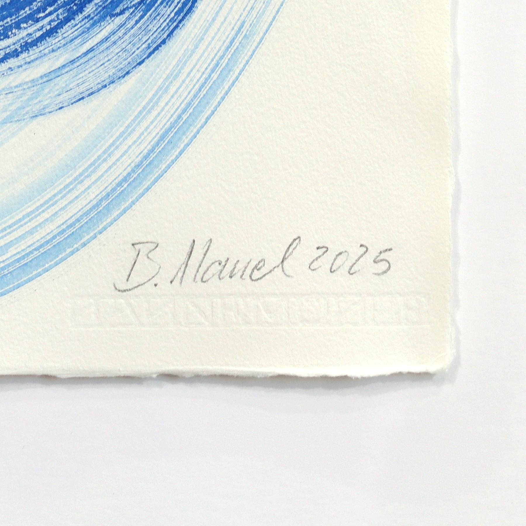 The Blue Dress 22 - Abstract Framed Minimalist Figurative Ink Painting on Paper im Angebot 6