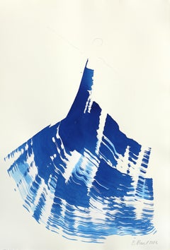 The Blue Dress 24 - Abstract Flowy Minimalist Figurative Ink Painting on Paper