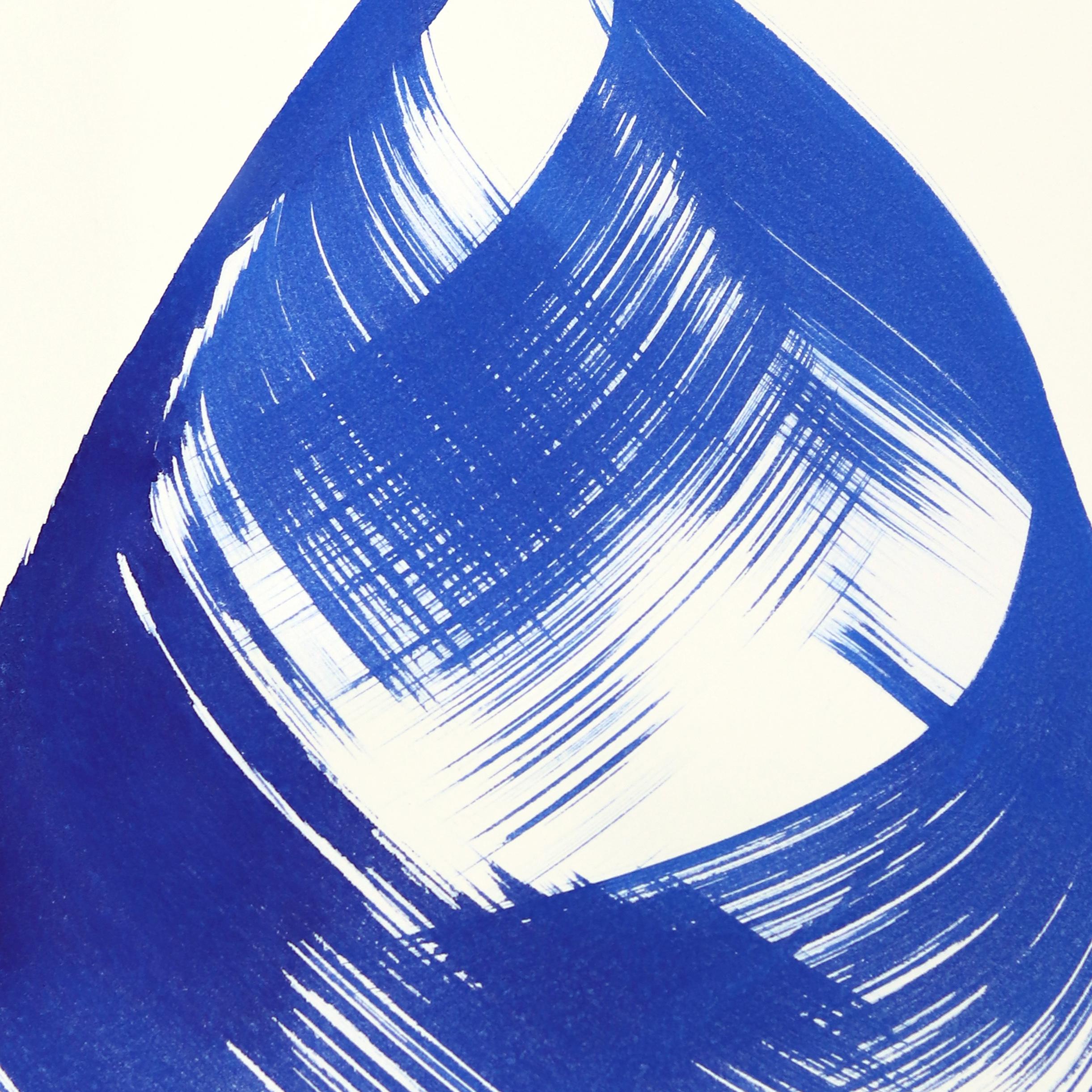 El vestido azul 3 - Pintura figurativa minimalista a tinta original sobre papel - Painting Abstracto de Bettina Mauel
