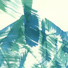 Das blaugrüne Kleid 2 - Abstraktes, minimalistisches, figuratives Tuschemalerei auf Papier