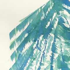 The Blue Green Dress 7 - Abstract Flowy Minimalist Figurative Ink Art on Paper (en anglais)