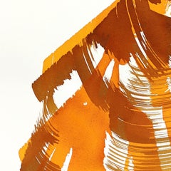 The Caramel Dress 4 - Abstract Flowy Minimalist Figurative Ink Painting on Paper