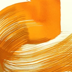 The Caramel Dress 3 - Abstract Flowy Minimalist Figurative Ink Painting on Paper