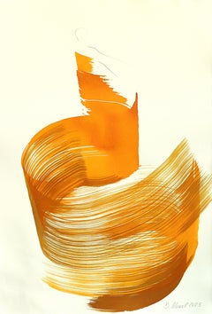 The Caramel Dress 3 - Abstract Flowy Minimalist Figurative Ink Painting on Paper