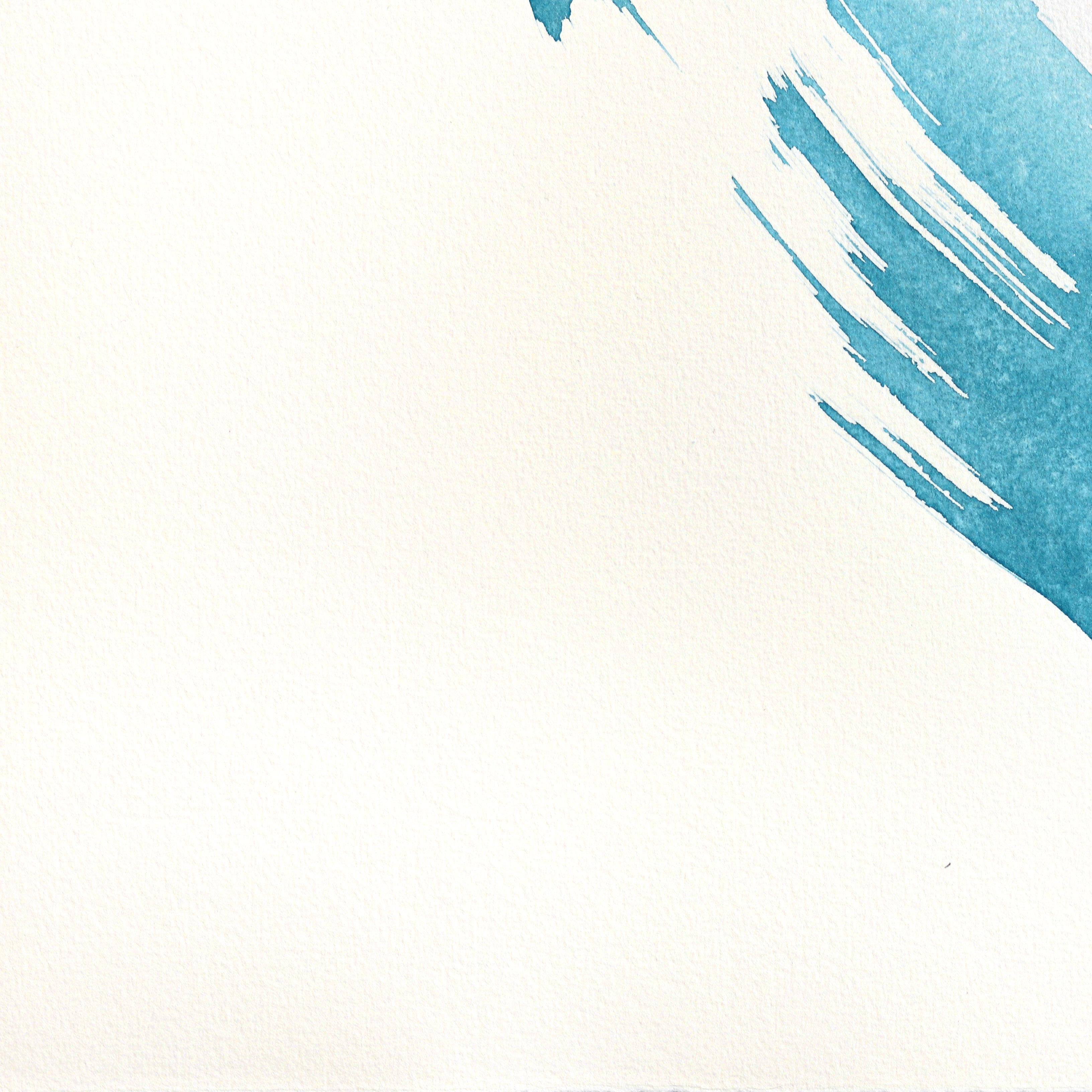 The Cyan Dress 4 - Minimalist Feminine Figurative Original Ink Painting on Paper For Sale 1