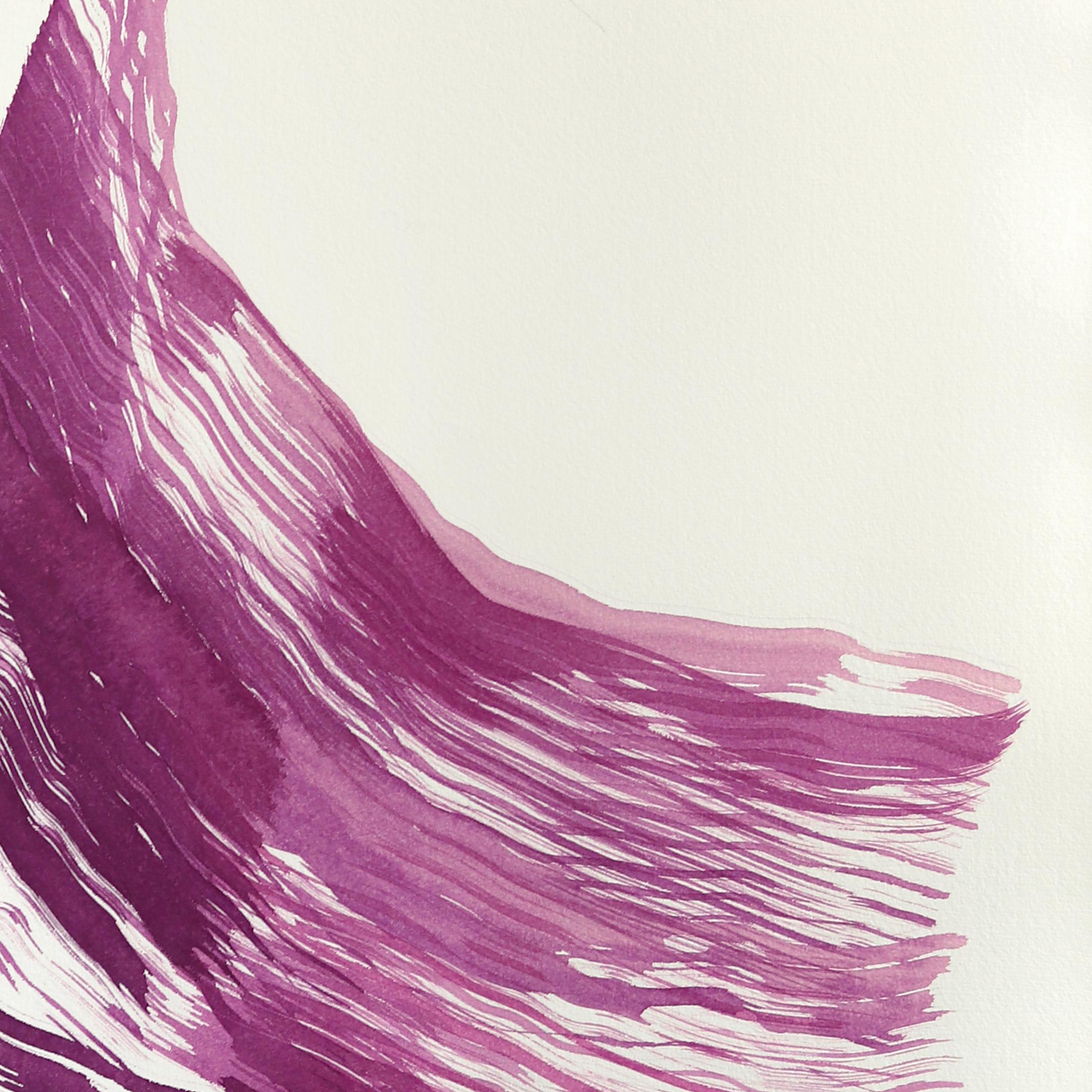 The Deep Magenta Dress 2 - Abstrakte minimalistische figurative Tuschemalerei auf Papier – Painting von Bettina Mauel