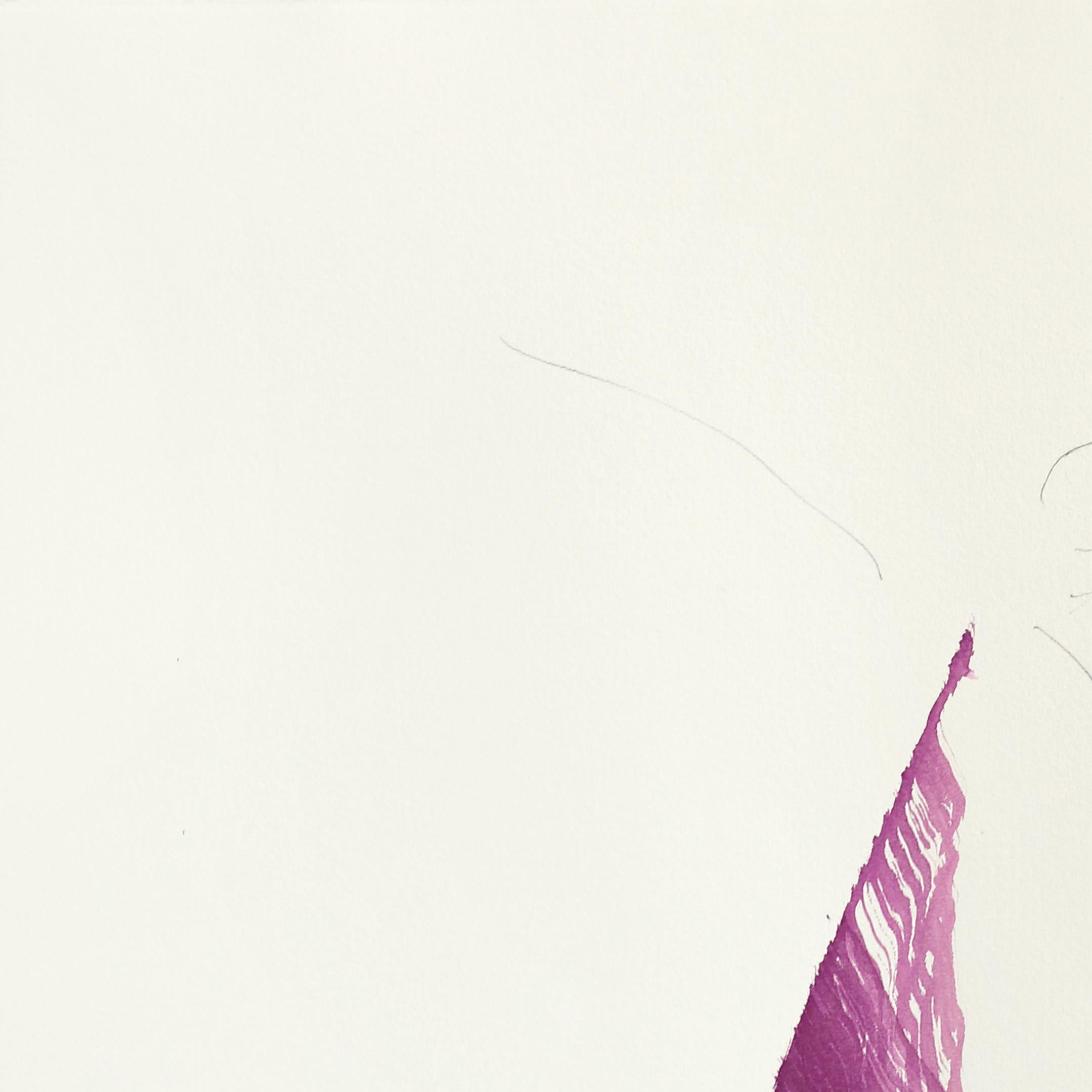 The Deep Magenta Dress 2 - Abstrakte minimalistische figurative Tuschemalerei auf Papier (Weiß), Abstract Painting, von Bettina Mauel