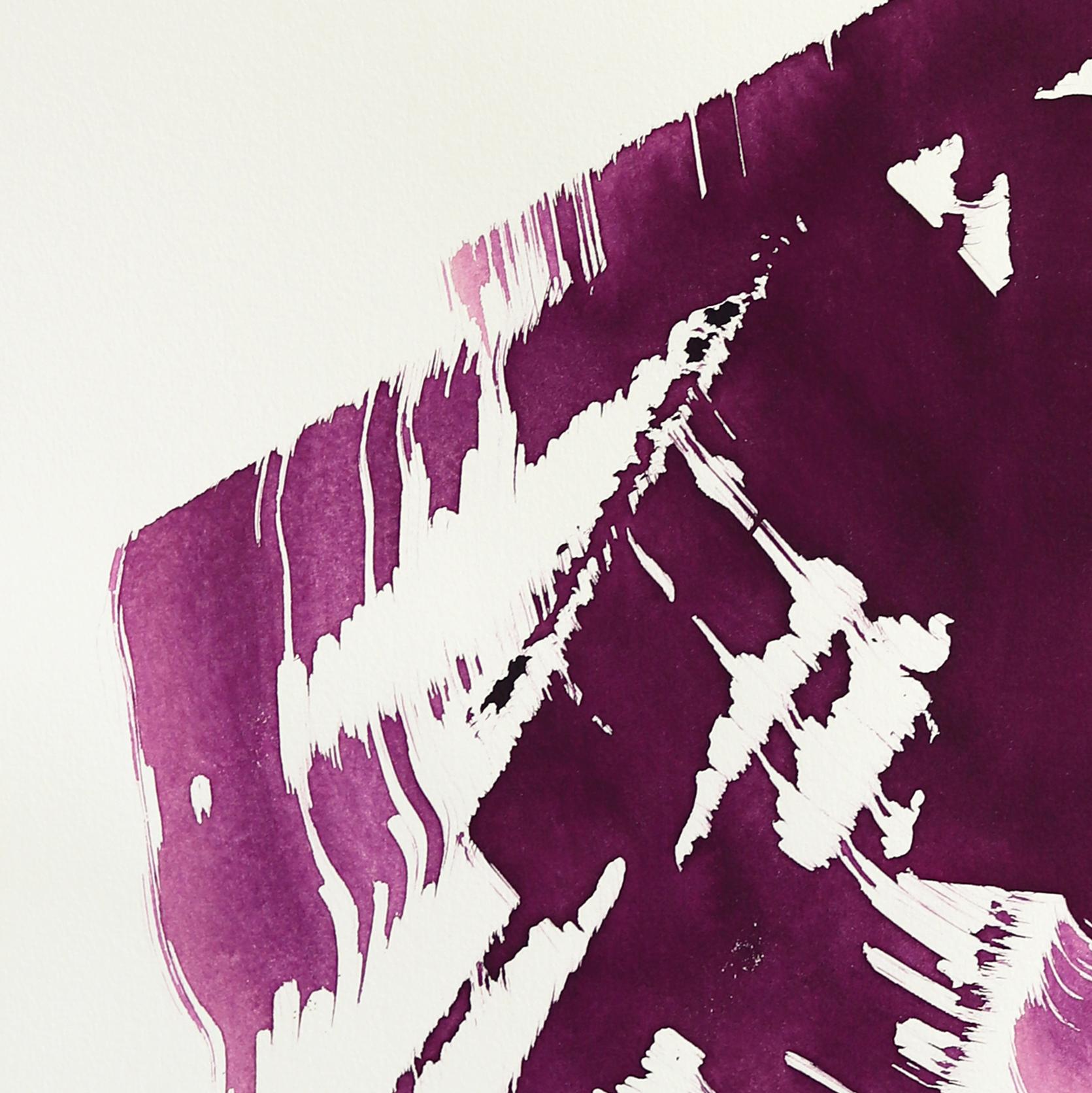 Das magentafarbene Kleid 6 - Minimalistische figurative Original-Tuschemalerei auf Papier im Angebot 1