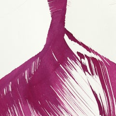 The Deep Magenta Dress 8 - Abstract Minimalist Figurative Ink Painting on Paper