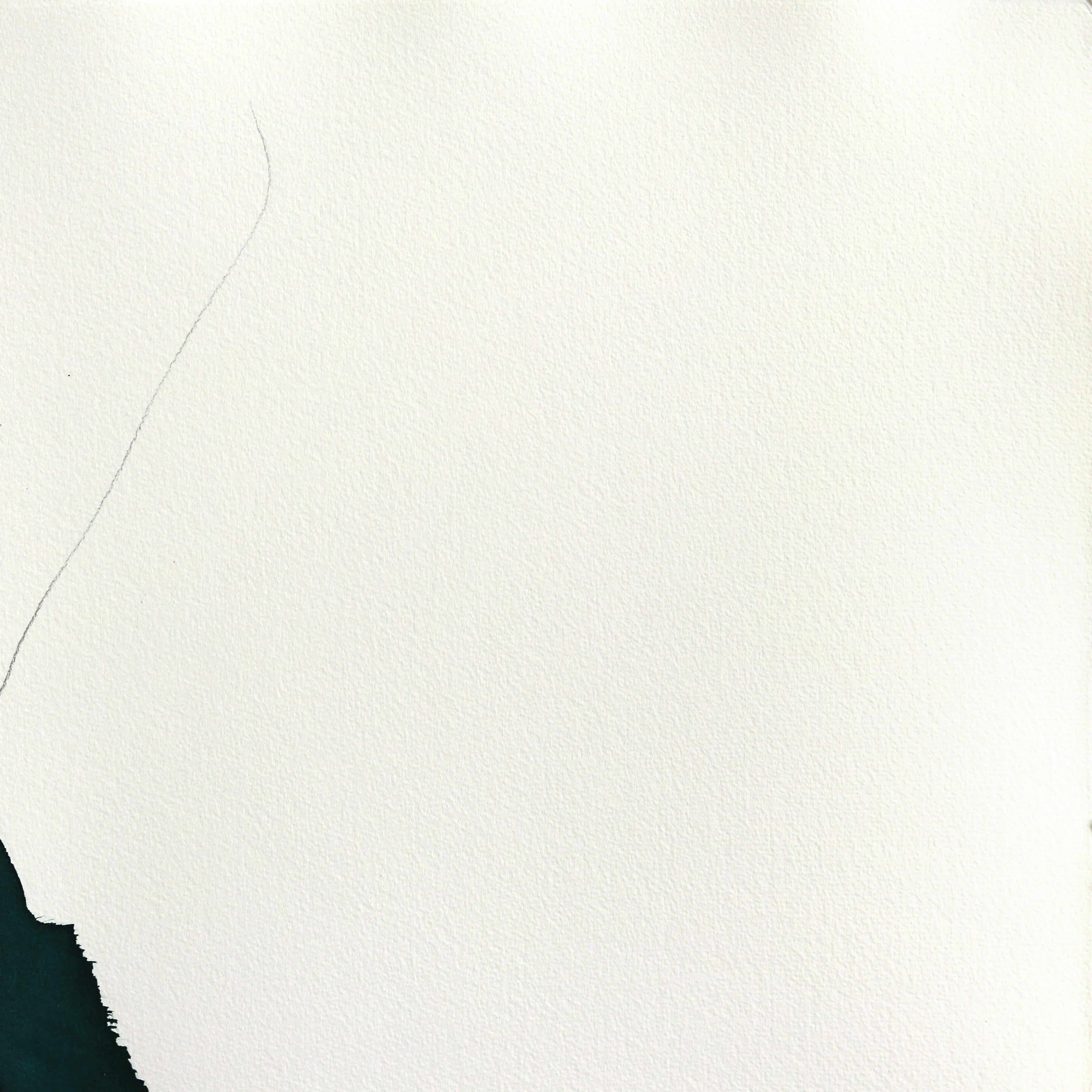 Das grüne Kleid 19 - Minimalistisches figuratives Original-Tuschegemälde auf französischem Leinen (Abstrakt), Painting, von Bettina Mauel