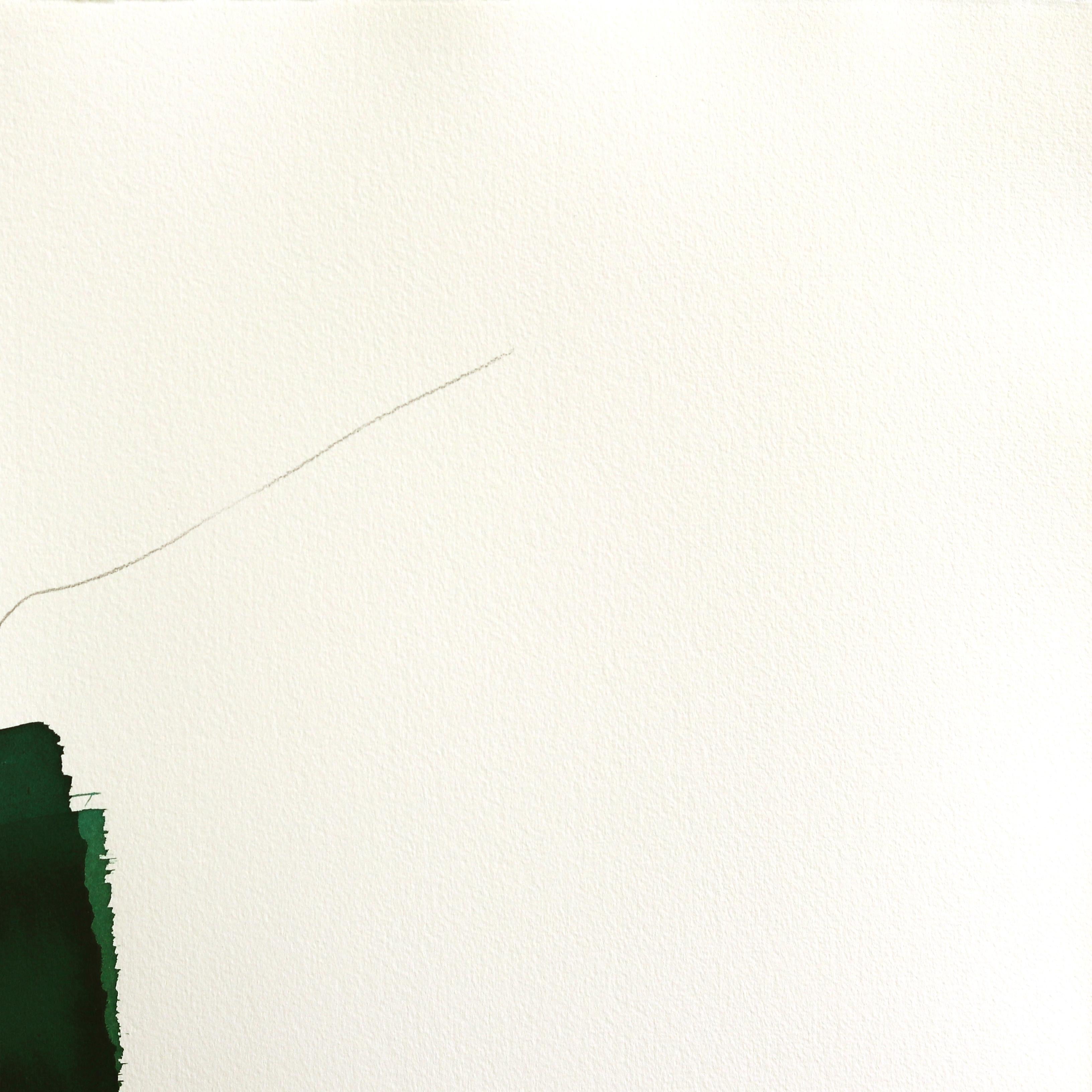 Das grüne Kleid 22 - Minimalistisches figuratives Original-Tuschegemälde auf französischem Leinen (Abstrakt), Painting, von Bettina Mauel