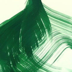 The Green Dress 25 - Peinture figurative à l'encre sur papier, abstraite, fluide et minimaliste