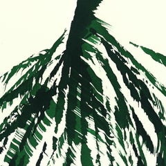 The Green Dress 26 - Peinture figurative à l'encre sur papier, abstraite, fluide et minimaliste