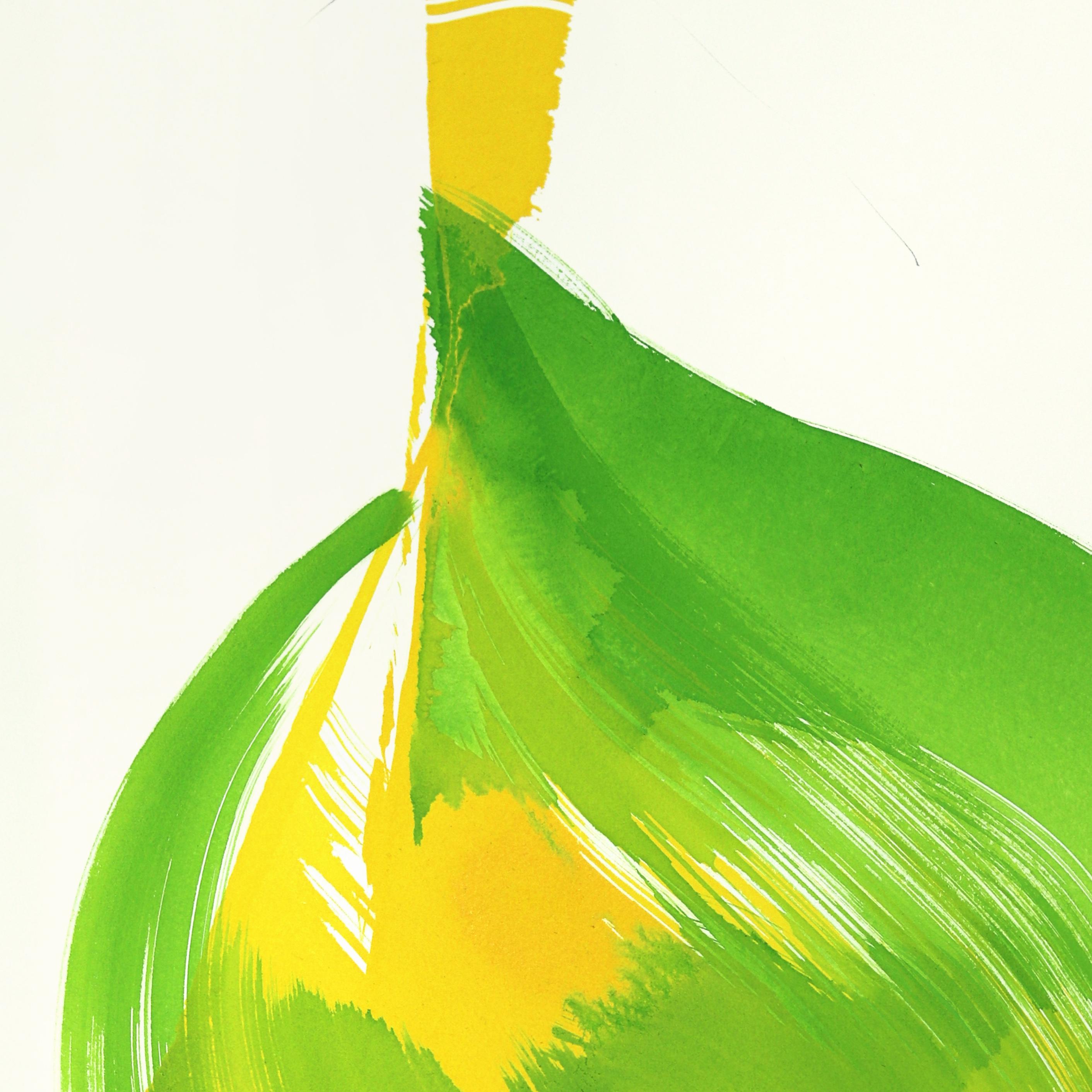 El Vestido Verde 6 - Pintura Figurativa Minimalista Original Tinta sobre Papel - Figurative Painting Blanco de Bettina Mauel