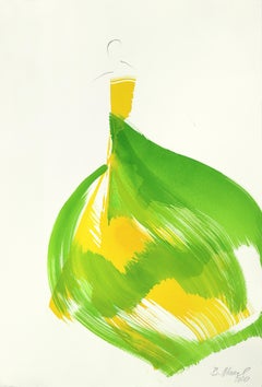 The Green Dress 6 - Minimalist Figurative Original Ink Painting on Paper