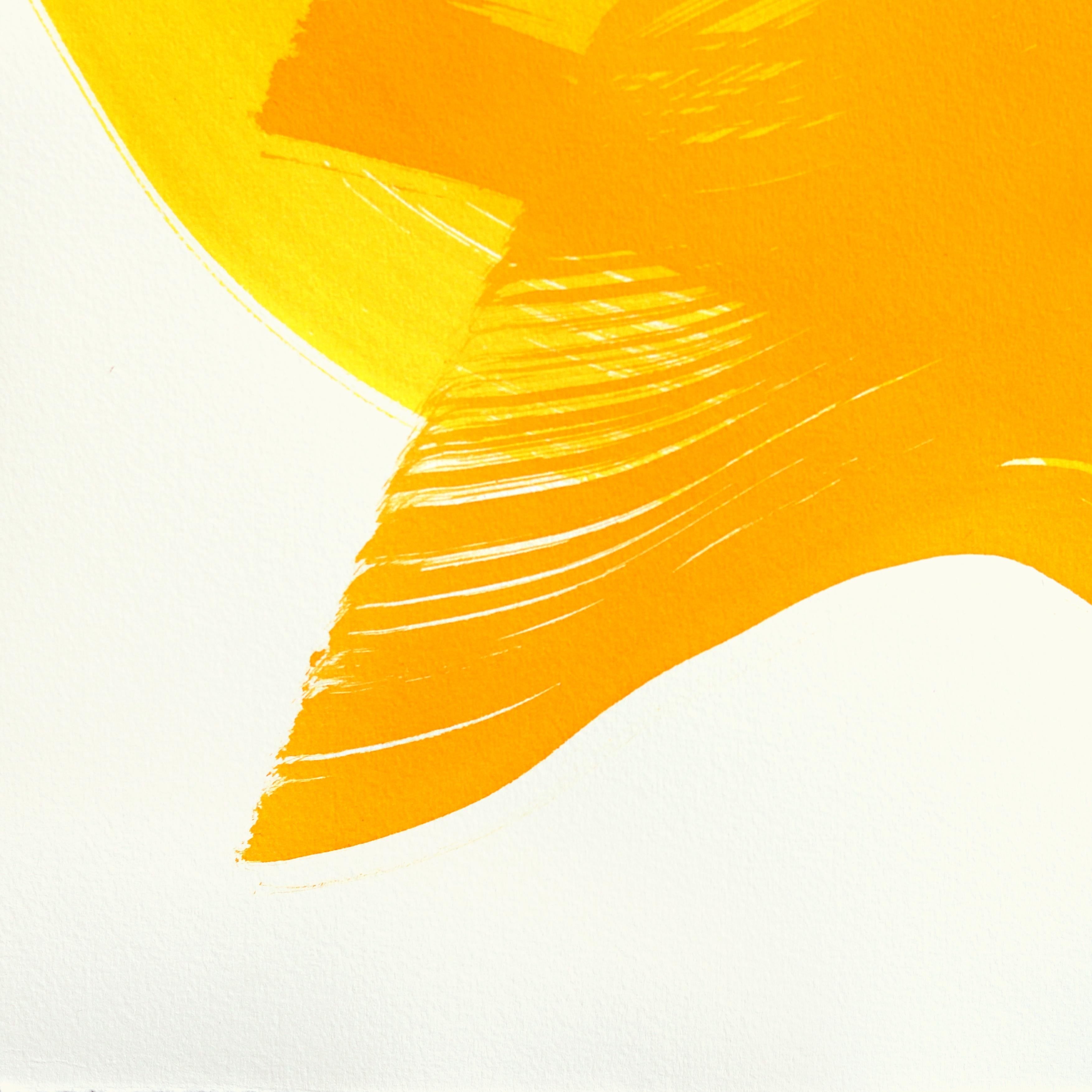 Das Ringelblumenkleid 2 - Minimalistische figurative Original-Tuschemalerei auf Papier (Abstrakt), Painting, von Bettina Mauel
