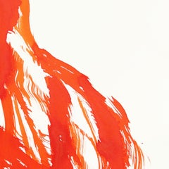 The Orange Cloth 3 - Abstract Flowy Minimalist Figurative Ink Painting on Paper