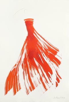 The Orange Cloth 4 - Minimalist Figurative Original Ink Painting on Paper