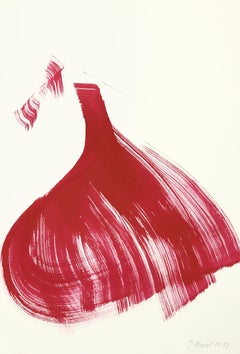 The Red Cloth 138 - Minimalist Figurative Original Ink Painting on Paper