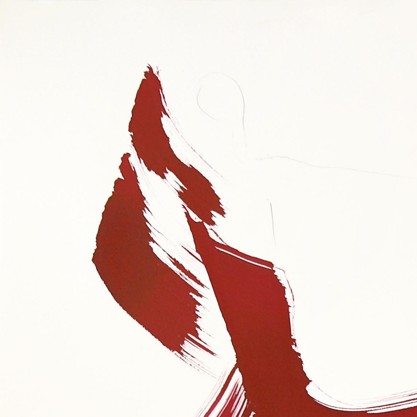 El Paño Rojo 146- Minimalista Figurativo Romántico Pintura original a tinta sobre papel - Painting Abstracto de Bettina Mauel