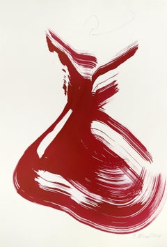 The Red Cloth 148 - Minimalist Figurative Original Ink Painting on Paper