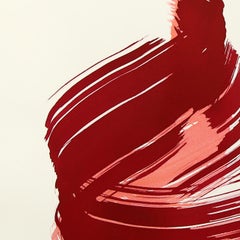 The Red Cloth 157 - Minimalistisches figuratives Original-Tintegemälde auf Papier