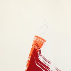 The Red Cloth 160 - Minimalist Figurative Original Ink Painting on Paper