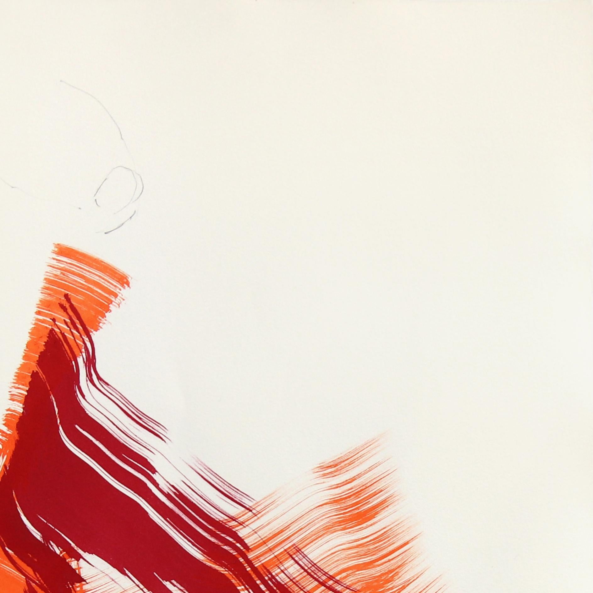 The Red Cloth 160 - Pittura figurativa minimalista originale a inchiostro su carta - Painting Astratto di Bettina Mauel