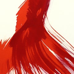 The Red Dress 12 - Abstract Flowy Minimalist Figurative Ink Painting on Paper