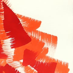 Das rote Kleid 8 - Abstrakte fließende minimalistische figurative Tuschemalerei auf Papier