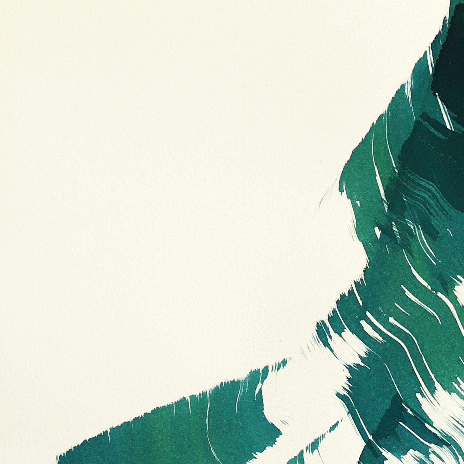 The Teal Dress 2 - Abstract Minimalist Figurative Original Ink Painting on Paper For Sale 3