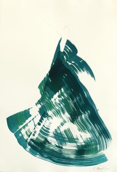 The Teal Dress 2 - Abstract Minimalist Figurative Original Ink Painting on Paper