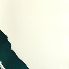 El vestido verde azulado 3 - Pintura figurativa minimalista abstracta fluida a tinta sobre papel