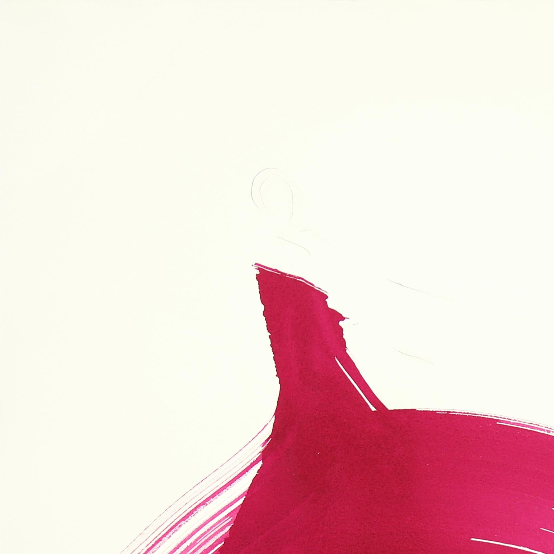 El Vestido Violeta 24 - Pintura Figurativa Minimalista Original Tinta sobre Papel - Painting de Bettina Mauel