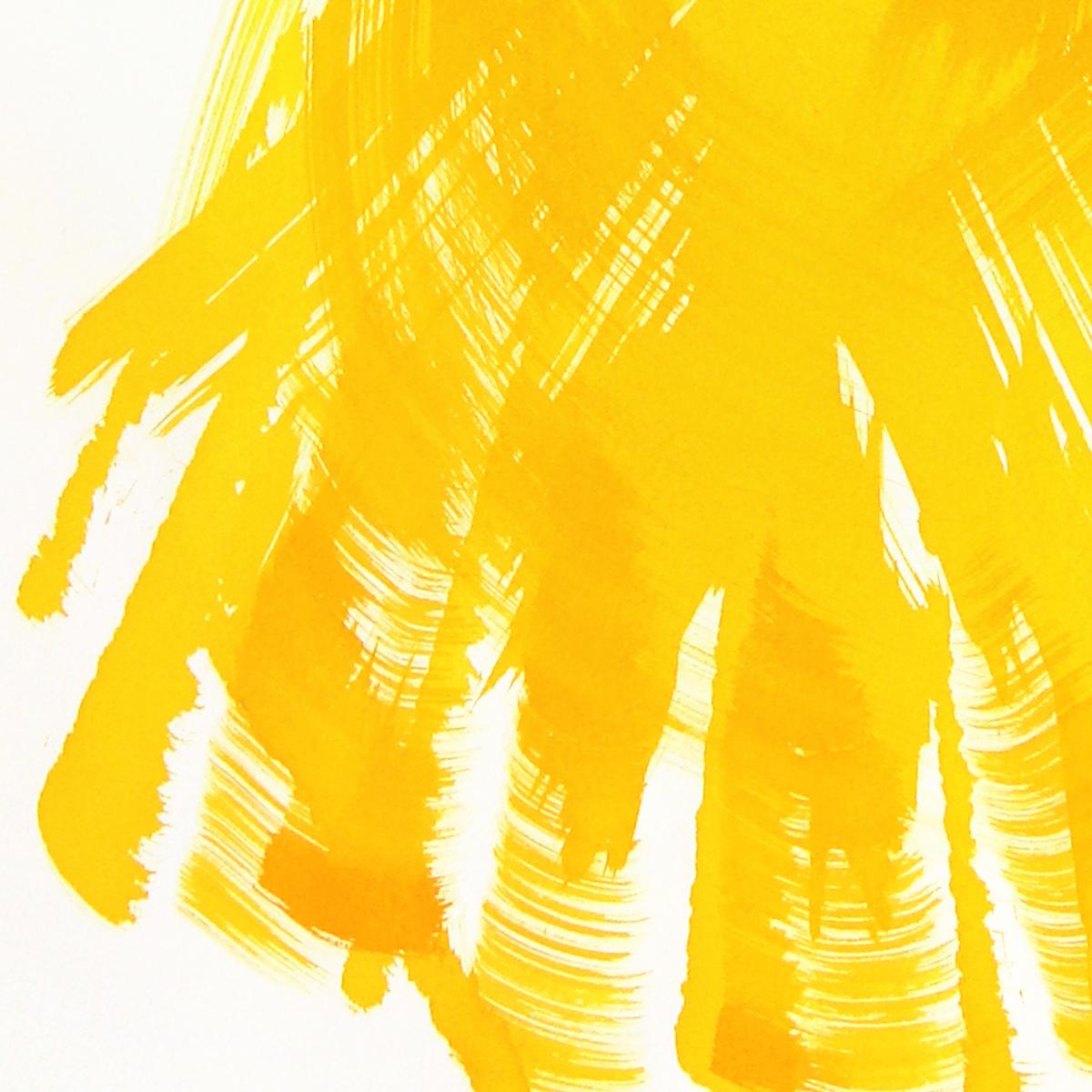 El Vestido Amarillo 1 - Amarillo Fucsia Minimalista Figurativo Pintura a Tinta Original - Painting Abstracto de Bettina Mauel
