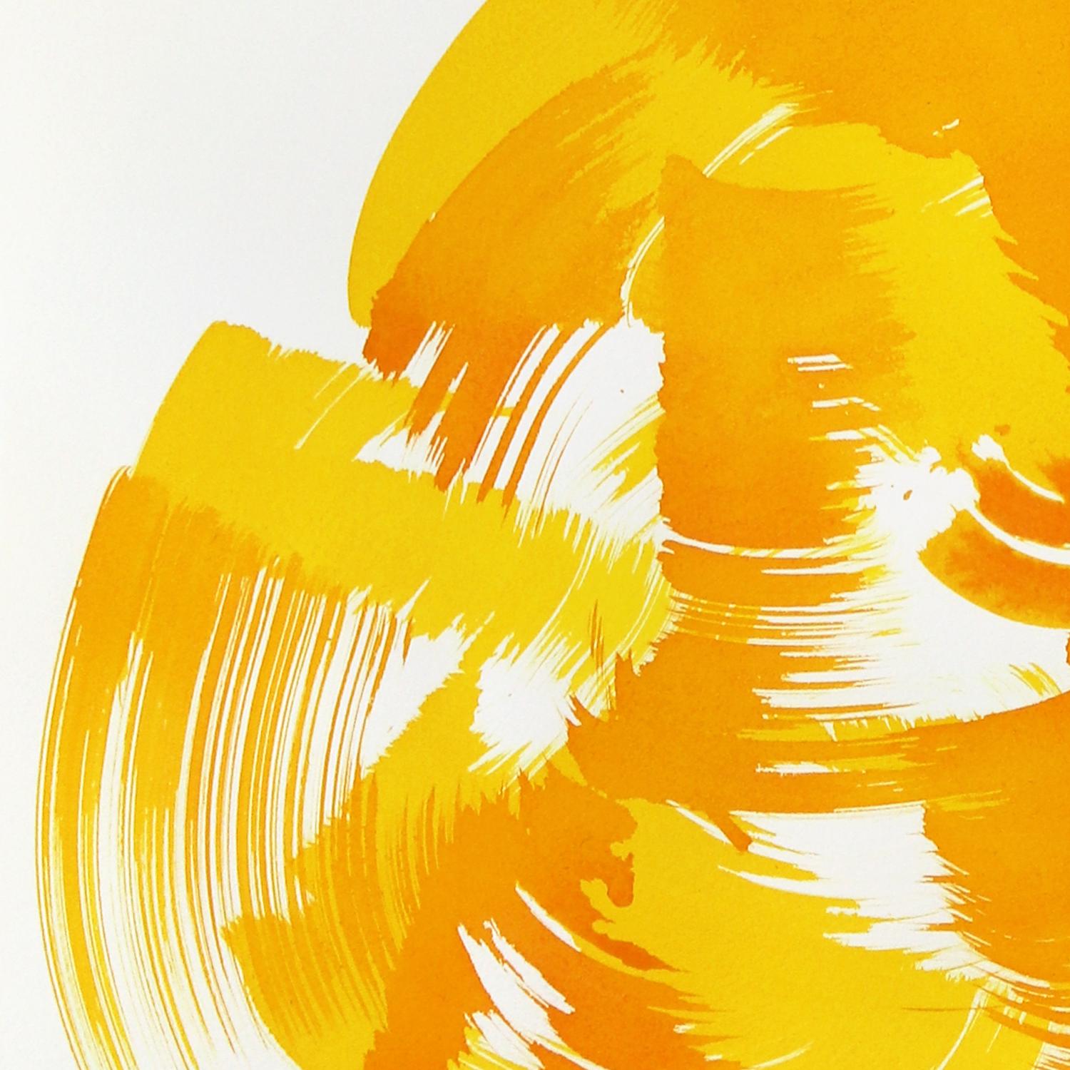 The Yellow Dress 5 - Gelbes minimalistisches figuratives Original-Tintegemälde im Angebot 1