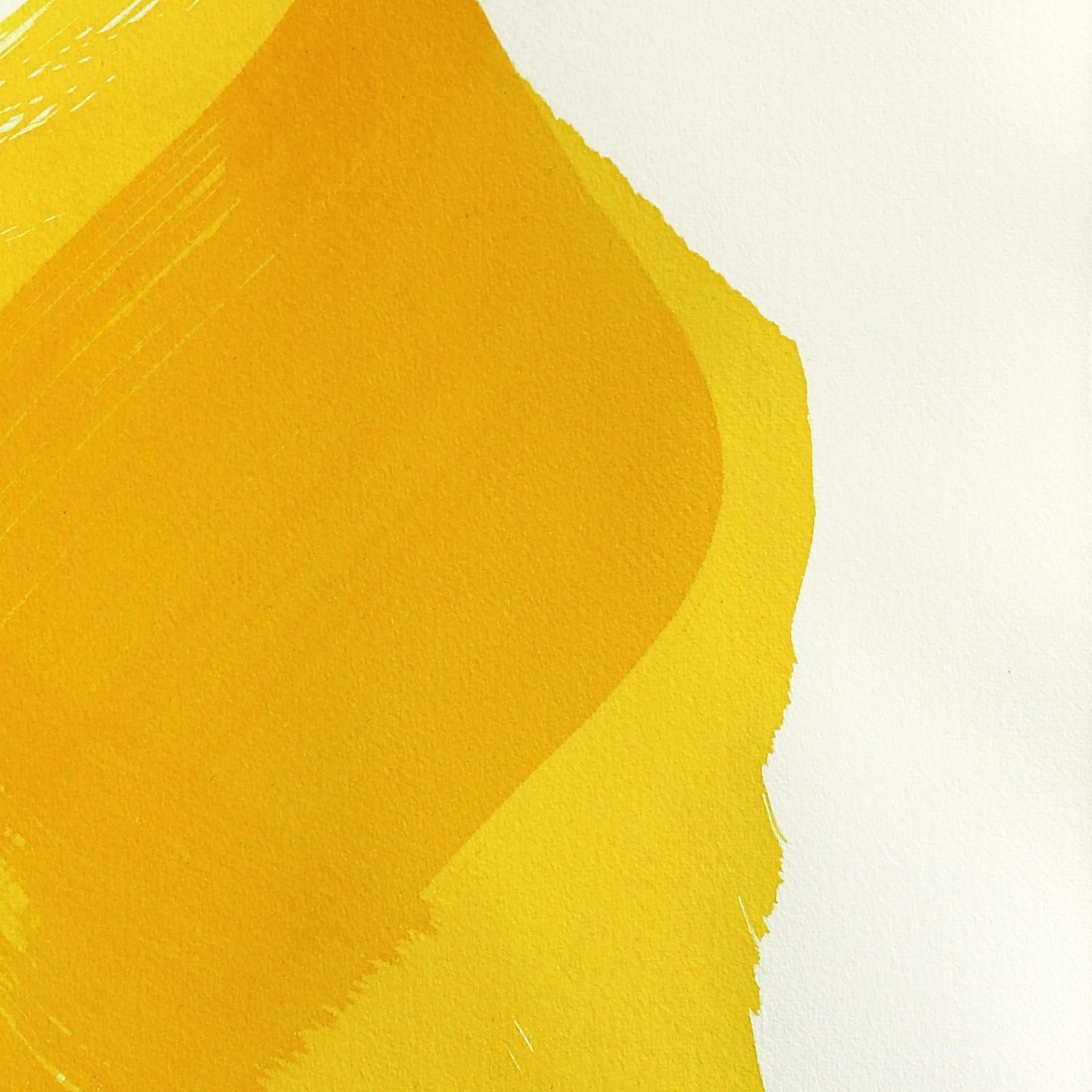 The Yellow Dress 9 - Abstract Flowy Minimalist Figurative Ink Painting on Paper For Sale 4