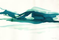 Twilight Landscape 1 - Abstract Flowy Minimalist Ink Painting on Linen Paper