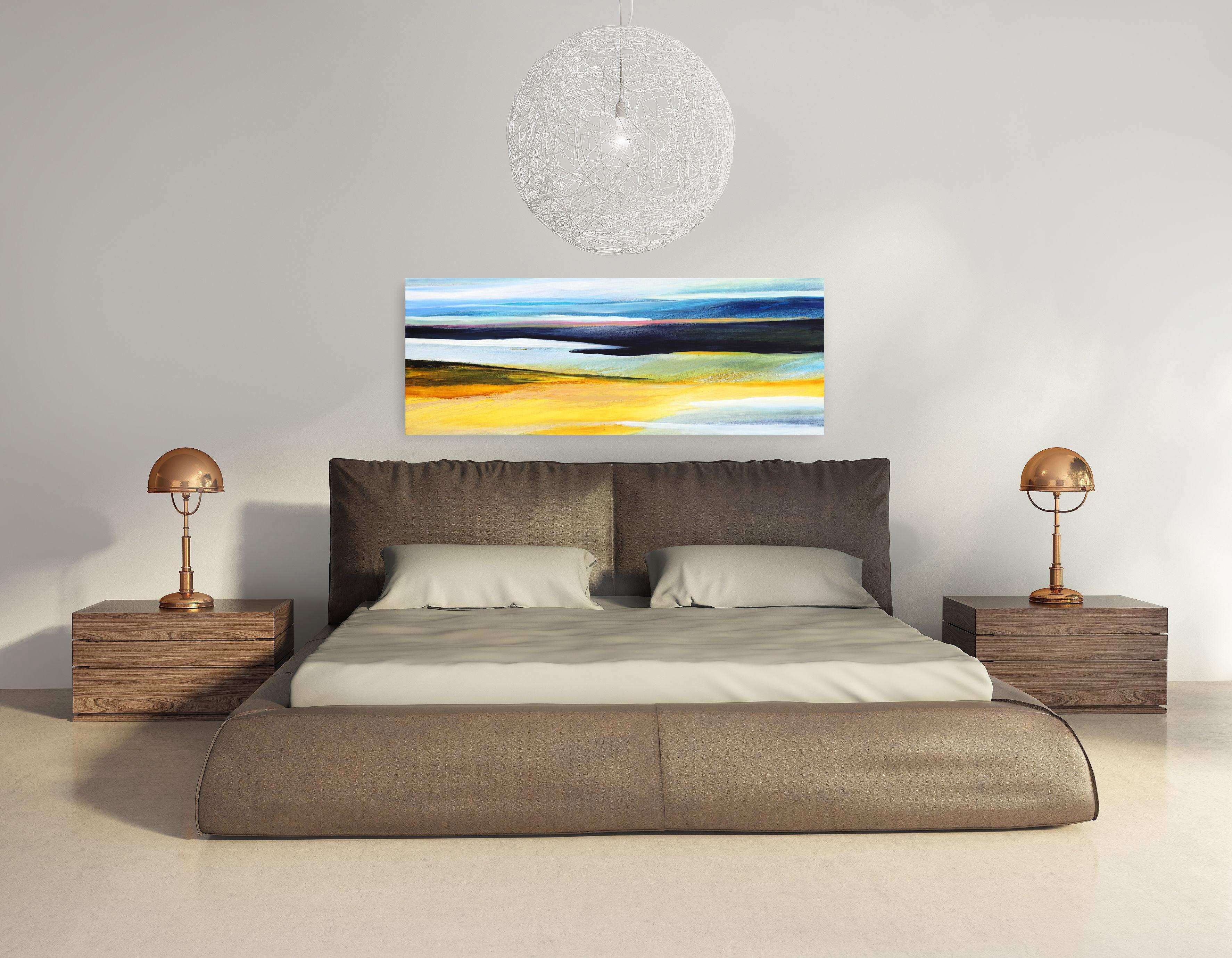 El agua se encuentra con el aire II - Paisaje abstracto de colores suaves Pintura original - Painting de Bettina Mauel