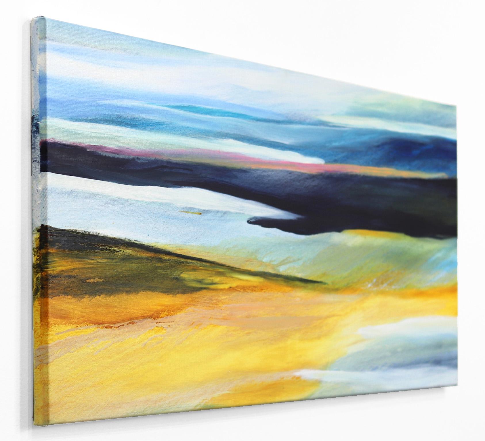 El agua se encuentra con el aire II - Paisaje abstracto de colores suaves Pintura original - Landscape Painting Beige de Bettina Mauel