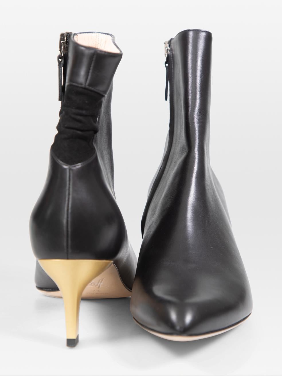 Noir Bettina Vermillon Bottes à panneaux froncés en cuir noir Taille IT 41 en vente