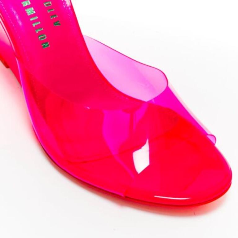 BETTINA VERMILLON Emili Sindlev Britney rosa caliente PVC cuña mules EU37.5 en venta 2