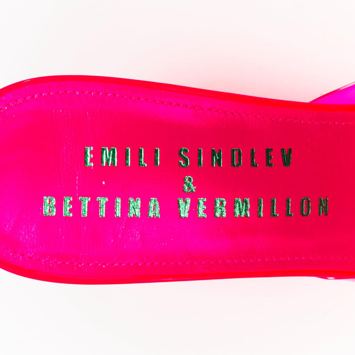 BETTINA VERMILLON Emili Sindlev Britney hot pink PVC wedge mules EU37.5 For Sale 4
